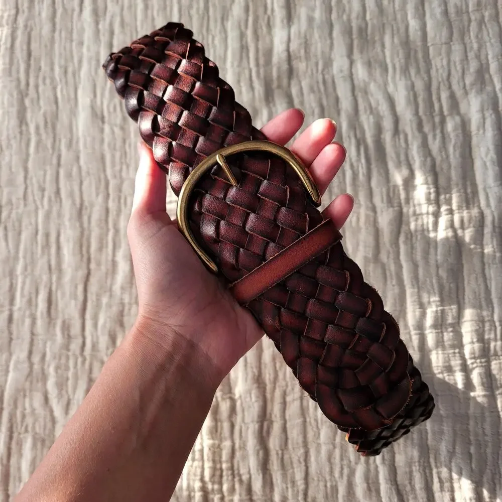 Madewell Wide Waist Braided Woven Leather belt XS/S